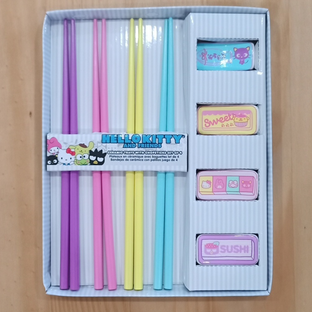 Hello Kitty Chococat Pompompurin Ceramic Chopsticks rests trays Set 4